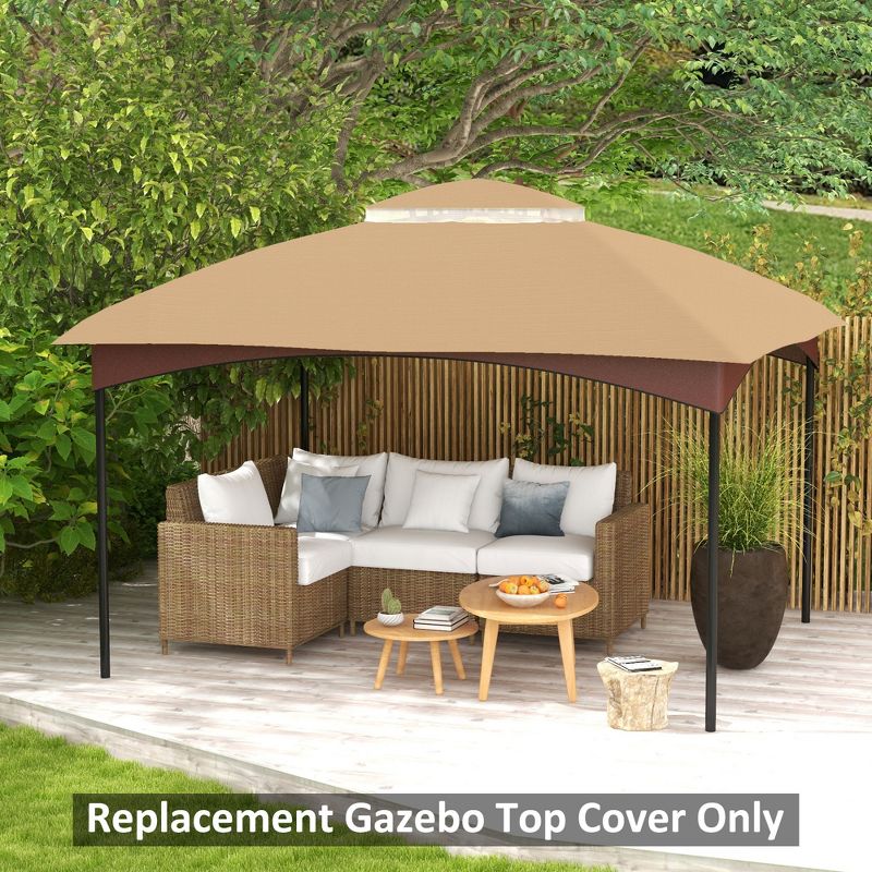 Outsunny 10' x 12' Gazebo Canopy Replacement, 2-Tier Outdoor Gazebo Cover Top Roof with Drainage Holes, (TOP ONLY), Beige, 2 of 7