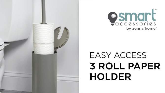Three Roll Smart Accessories NeverRust Easy Access Toilet Paper Holder Matte Silver - Zenna Home, 2 of 7, play video