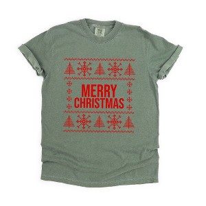 Simply Sage Market Women's Merry Christmas Sweater Short Sleeve Garment Dyed Tee - 1 of 4