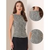INSPIRE CHIC Women's Tweed Elegant Plaid Print Sleeveless Crew Neck Waist Buckle Back Zipper Top - 2 of 4