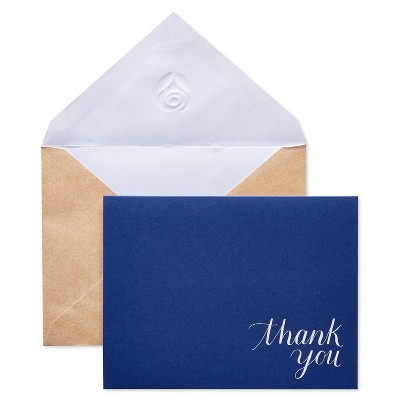 24ct Thank You Cards Kraft-Style Envelopes Navy/Brown