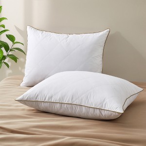 Peace Nest Medium-Firm Goose Feather Down Bed Pillows Set of 2 with 1.5 inch Gusset - 1 of 4