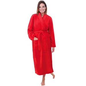 ADR Women's Long Robe, Fleece Plush Robe Woman, Cozy Regular & Plus Size Women's Bath Robe - 1 of 4