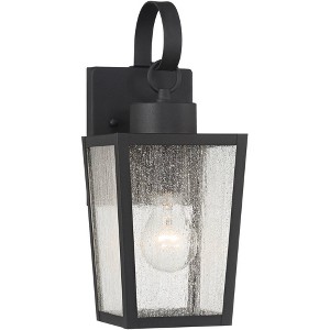 John Timberland Thebes 13 1/4" High Farmhouse Rustic Outdoor Wall Light Fixture Mount Porch House Weatherproof Textured Black Finish Clear Glass Shade - 1 of 4