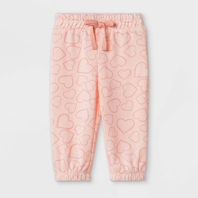 Grayson Mini Baby Girls' Heart Pull-On Pants - Pink Newborn