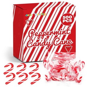4E's Novelty 500 Pack Christmas Mini Individually Wrapped Candy Canes, Red and White Peppermint Candy Canes, Treats for Holiday Stockings - 1 of 4