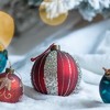 NAYSAYE Party Decoration and Accessories Set of 4 Glass Christmas Ball Ornament for Holiday Celebration, Red, 4.7"*4.7"*0.11" - 4 of 4