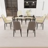 NicBex Dining Table for 6 Modern Kitchen Table Chairs Set with Glass Tabletop and 6 Thick Cushion PU Chairs for Kitchen - 3 of 4