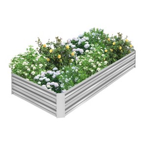 BestMassage Raised Garden Bed 12in H Outdoor Planter Raised Bed with Galvanized Metal, Silver - 1 of 4