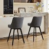 Jojoka Swivel Bar Stools with Back,Counter Height Set of 2,26" H Faux Leather Upholstered Barstools for Kitchen Island - 2 of 4