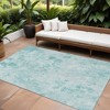 Aqua Teal Blue And Ivory Floral Washable Indoor Outdoor Area Rug - 2 of 4
