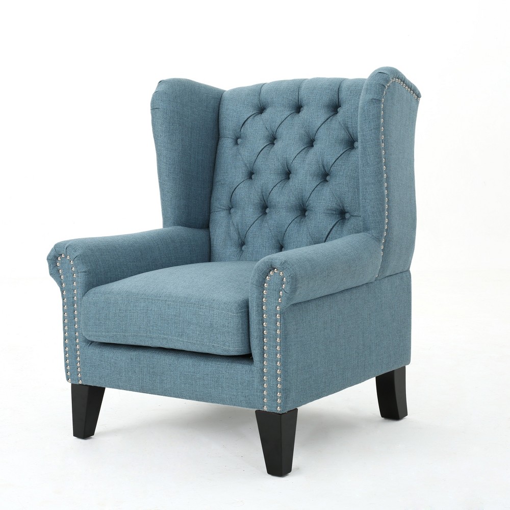 Photos - Chair Laird Traditional Winged Accent  Blue - Christopher Knight Home