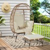 Infurnic Patio Accent Chairs, Outdoor Wicker Egg Chair with Soft Cushions and Footstool for Patio Backyard Living Room, Beige, 36.22"*27.2"*57.1" - 2 of 4