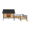 LAOTIES Outdoor Wooden Dog House With Iron Frame,Waterproof Roof And Porch,Anti-Chew Design - 4 of 4