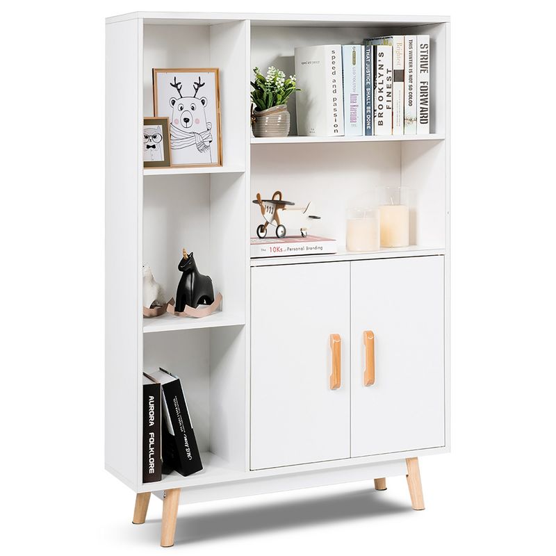 Costway Floor Storage Cabinet Free Standing Wooden Display Bookcase Side Decor Furniture, 1 of 10