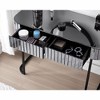 Gulches 39" Gray Mirrored Makeup Vanity Table - Stainless Steel Base, 2 Drawers, Versatile Console Desk for Bedroom & Office, Dressing Table - 3 of 4