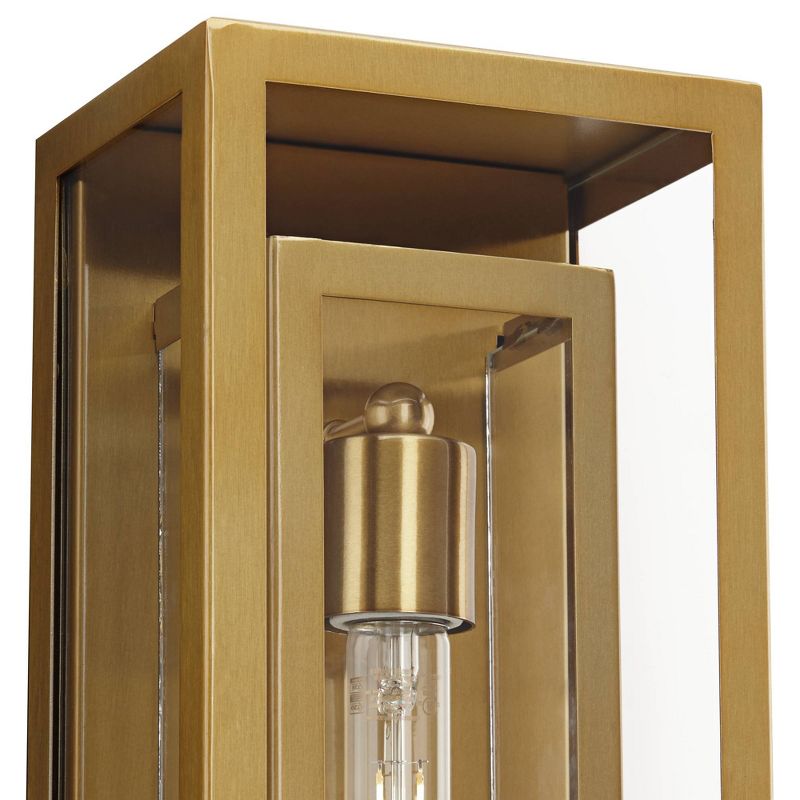 Possini Euro Design Modern Wall Light Sconce Warm Brass Hardwired 6 1/4" Fixture Clear Glass for Bedroom Bathroom Vanity Hallway, 3 of 9