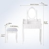 CAVINAS Vanity Desk with Mirror Small Vanity Table Set with Removable Oval Mirror and 1 Stool for Apartment, Bedroom - 2 of 4