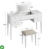 3-in-1 Small Vanity Desk with Flip Top Mirror & LED Lights Makeup Vanity Table Set with 5 Drawers - 2 of 4