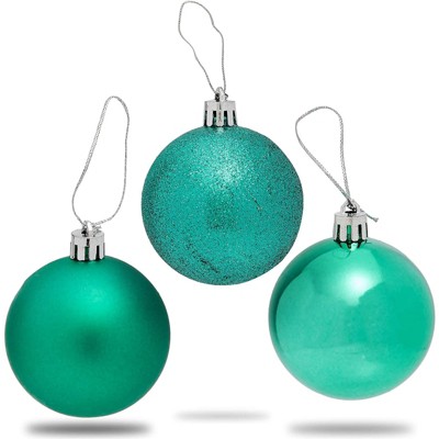 Juvale 36 Pack Mini Forest Green Glitter Christmas Tree Ball Ornaments, Christmas Decorations Holiday Decor, 2.3 in