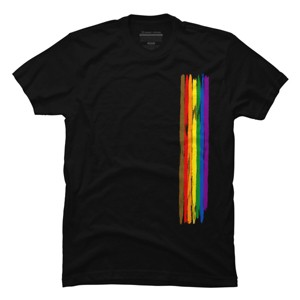 Adult Design By Humans Pride Rainbow Vertical Stripe By alphalezbean T-Shirt - 1 of 2