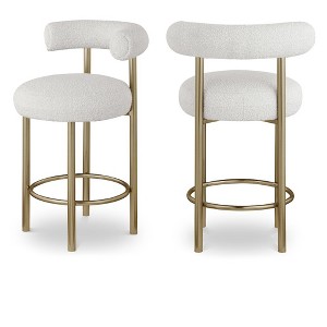Meridian Furniture,Bordeaux Cream Boucle Fabric Stool, Set of 2 - 1 of 4