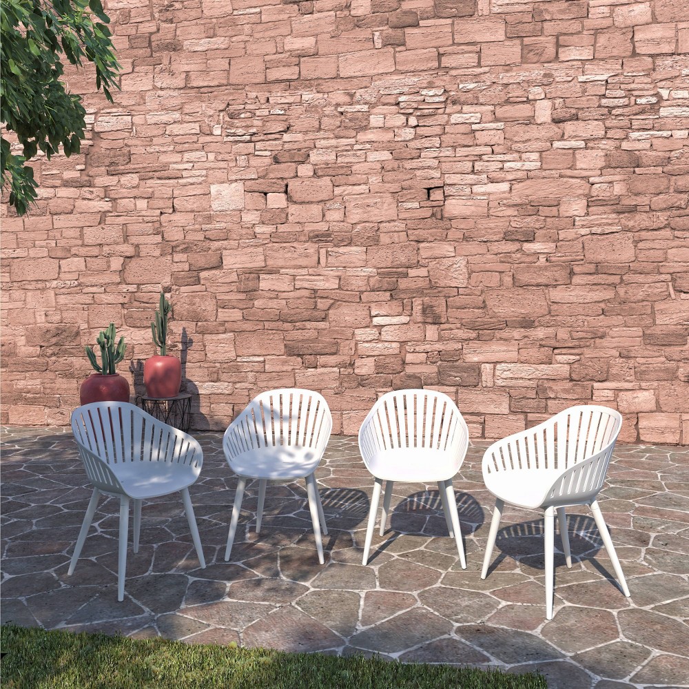 Halpert 4pk Patio Chair Set White Amazonia