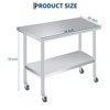 Stainless Steel Prep Table with Rounded-Corner, Adjustable Undershelf and 4 Caster Wheels, Commercial Heavy Duty Table with Adjustable Under Shelf - 2 of 4