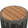 NicBex Acacia Wood Outdoor Round Coffee Table with Woven Rope Accent,Patio Table Balcony Furniture for Garden,Yard,Weather Durability - 3 of 4