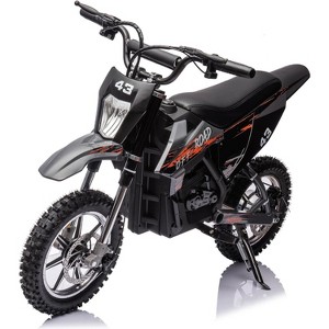 36V Electric Dirt Bike for Kids 8-14, 15.5MPH Off-Road Motorcycle, High-Speed for Teens with LED Headlight, Leather Seat, Front+Back Brake, Black - 1 of 4