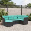 vidaXL 6 Piece Patio Sofa Set with Cushions Black Poly Rattan - Black without storage 6 Piece - 2 of 4