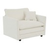 Comfy Deep Single Seat Sofa Upholstered Reading Armchair Living Room Chair White Chenille Fabric , 1 Toss Pillow - 3 of 4