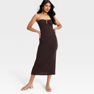 Женские платья A New Day Women's Textured Knit Maxi Dress - A New Day™ Brown M — фото 3