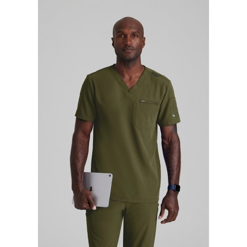 Barco Unify Men's Rally 3-pocket V-neck Scrub Top X Large Olive : Target