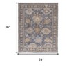 Blue Gray and Tan Oriental Hand Knotted Worn Faded Area Rug - 3 of 4