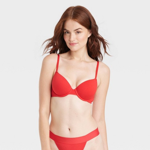 Women's Everyday Cotton Demi Lightly Lined T-shirt Bra - Auden™ Red 36d :  Target