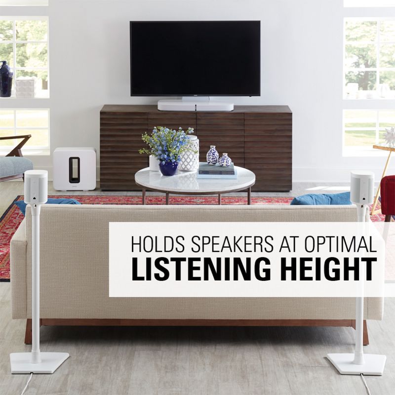 Sanus Fixed-Height Wireless Speaker Stands for Sonos ONE, PLAY:1, and PLAY:3 - Pair (White), 5 of 11