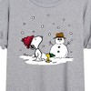 Women's - Peanuts - Snoopy and Woodstock Snowman Oversized Graphic T-Shirt - 2 of 4