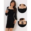 Allegra K Women's Mesh Long Sleeve Ruched Party Mini Bodycon Dress - 2 of 4