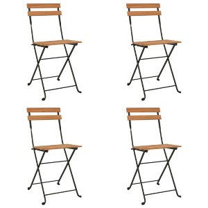 vidaXL Folding Bistro Chair Set of 4 Brown Solid Teak Wood One Size - 1 of 4