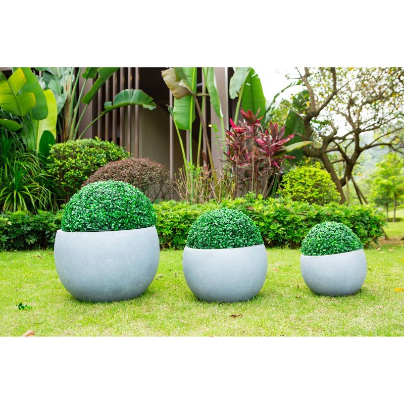 Rosemead Home &#38; Garden, Inc. Set of 3 Concrete/Fiberglass Elegant Bowl Indoor/Outdoor Planters Slate Gray, 4 of 9
