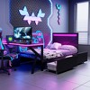 Whisen Twin Size Metal Gaming Platform Bed with LED Headboard, LED Desk, USB and Two Storage Drawers - Black - 2 of 4
