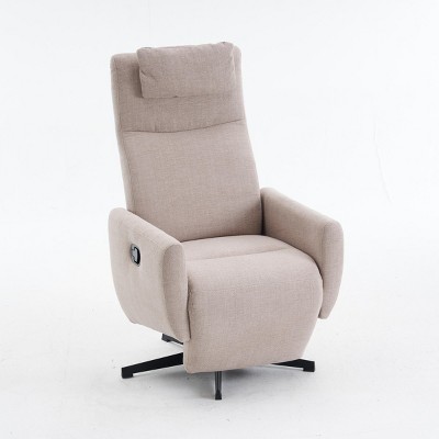 Image of Gray Linen Swivel Recliner Chair, Manual 360° Swivel Glider Nursing Chair with Adjustable Back and Footrest for Living Room – Cuddlewood