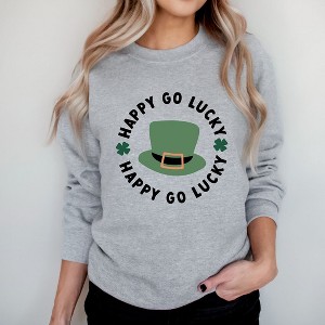 Simply Sage Market Women's Graphic Sweatshirt Happy Go Lucky Hat - 1 of 4