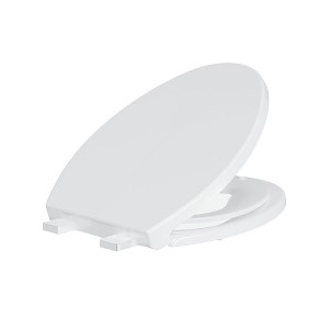 COZONY 19 Inch Elongated Toilet Seat - Soft Close Lid Quick-Release, Quick-Attach Hardware & Grip-Tight Bumpers, Easy Install & Clean White - 1 of 4