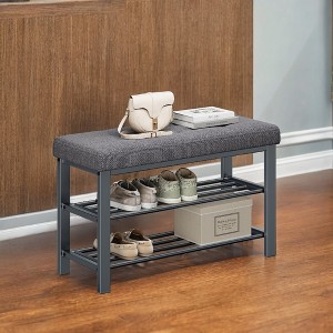 Shoe Bench, Storage Bench, Entryway Bench with Cushion, Shoe Shelf with Seat, Storage Organizer with Foam Padded Seat Linen - 1 of 4