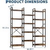 Triple 5 Tier Bookshelf, Wooden Bookcase with 14 Open Display Shelves and Sturdy Metal Frame, Wide Book Shelf Storage Rack for Home Office - 3 of 4