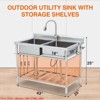 Restaurant Freestanding Stainless Steel Commercial Kitchen Sink with Faucet, Prep & Utility Washing Hand Basin Laundry Tub - 2 of 4