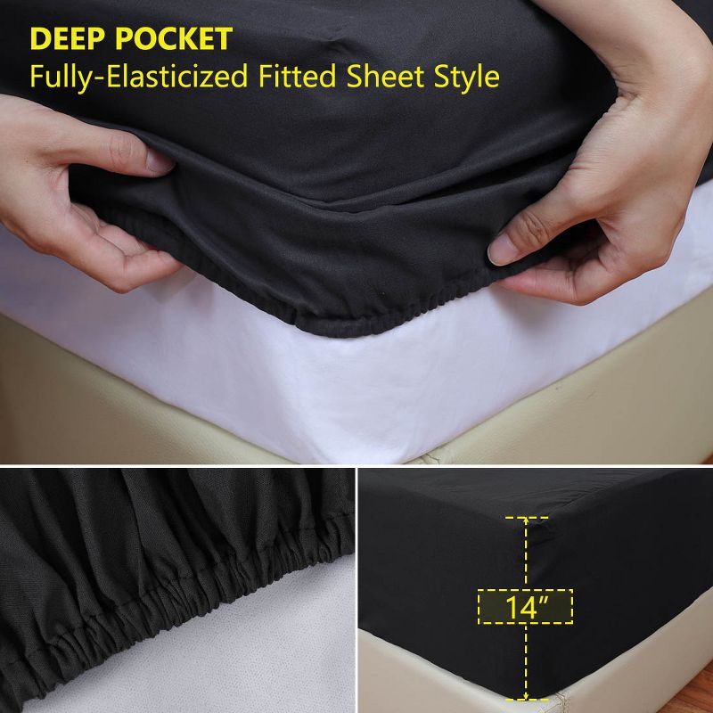 PiccoCasa Waterproof Fitted Sheet Elastic Band 14' Deep Mattress Protector Cover 1 Pc, 2 of 6