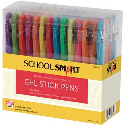 School Smart Gel Stick Pens, Assorted Colors, set of 70